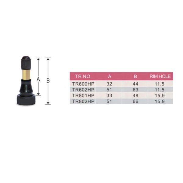 TR600HP High Pressure Snap-In Tire valve(0.453''RH) - Image 3